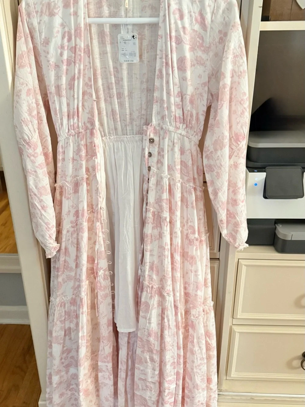 NWT Free People Pale Pink Floral Tiered Maxi Dress - Picture 1 of 3